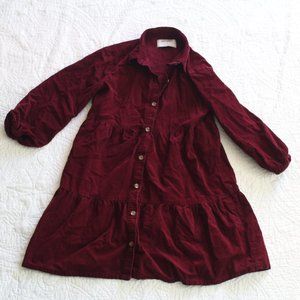 Girls M(8) Old Navy Burgundy Corduroy Button Down Dress with collar